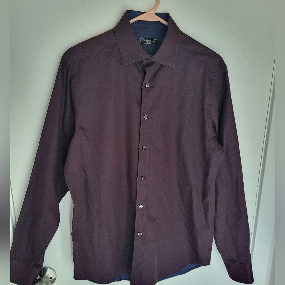 Saks Fifth Ave burgundy dress shirt.